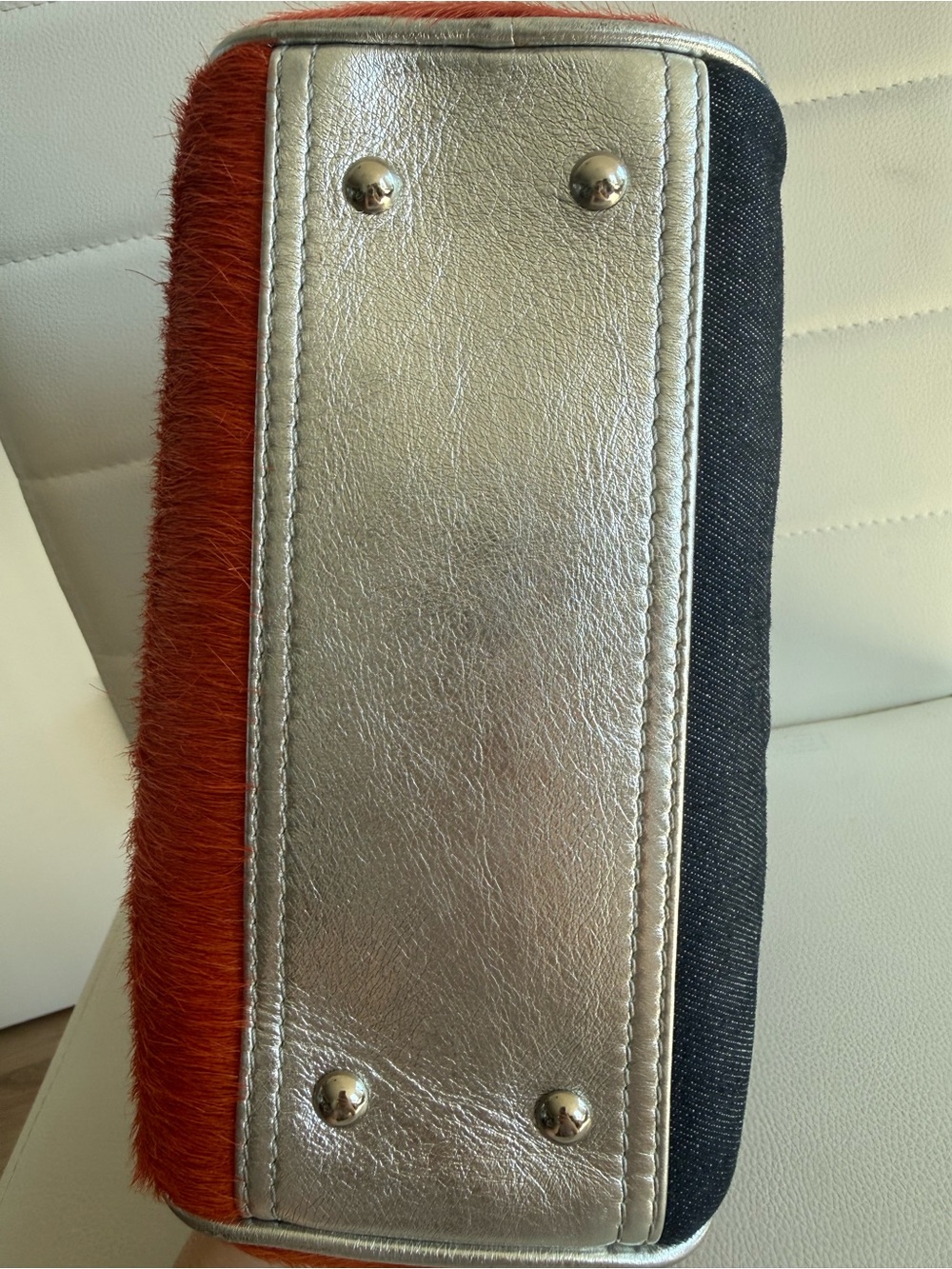 Von Dutch Real Pony Hair Paris Orange Leather Bowling Bag RARE - Picture 6 of 10